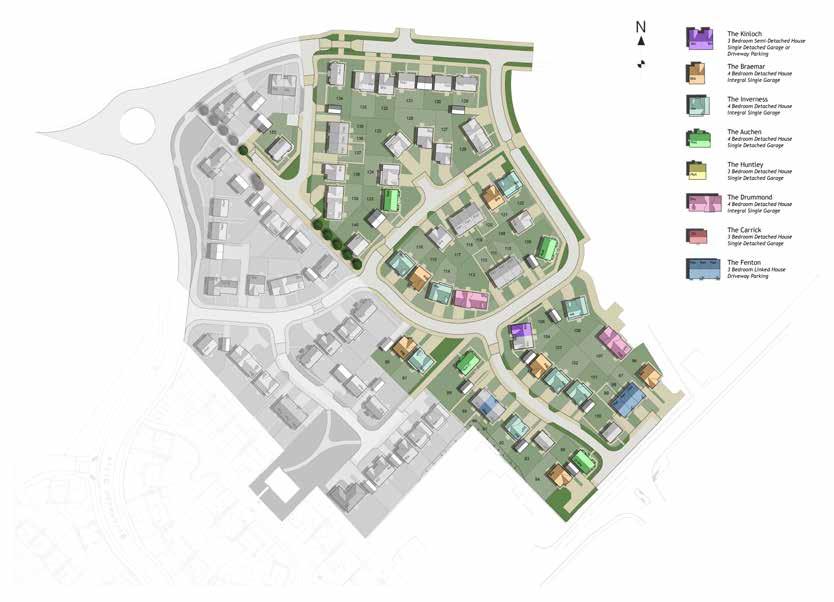 Plots: 280 & 281 LEVAN: 4 bed detached house with integral double garage. Plot: 210 ROSLIN: 3 bed semi detached house with driveway or courtyard parking.