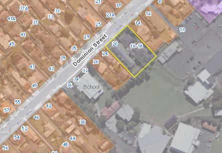 North Subject property/ies: Legal Description/s: Current zone/s: Proposed change/s: 16-20 Dominion Street, Takapuna 16-18 Dominion Street = Lot 1 DP 156416 & Pt lot 2 DP 32746 20 Dominion Street