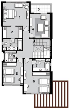 20 m 9-Garage 31m 2 1-Master Bedroom: 2-Master Bedroom Dressing: 3-Master Bedroom Bathroom: 4-Living Room: 5-Living Room Terrace: 6-Bedroom 1: 7-Bedroom 1 Bathroom: 8-Bedroom 2: 9-Bathroom: 4.75 * 4.