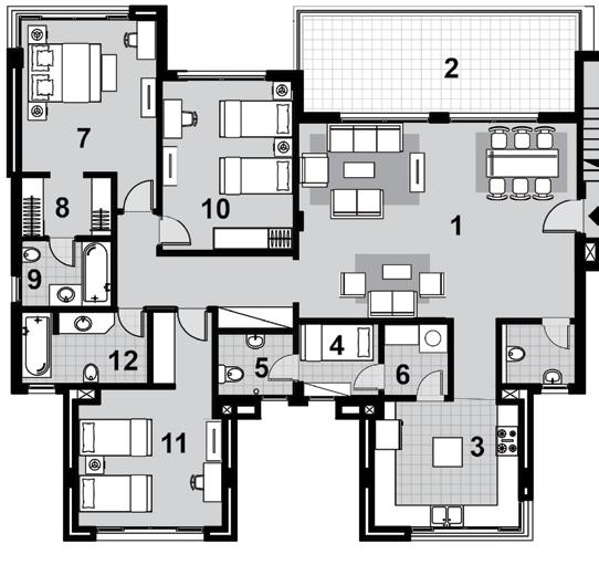 Second Floor Apartment Area: 230m 2 1-Reception: 2-Terrace: 3-Kitchen: 4-Maid s Bedroom: 5-Maid s Bedroom Bathroom: 6-Laundry: 7-Master Bedroom: 8-Master Bedroom Dressing : 9-Master Bedroom Bathroom: