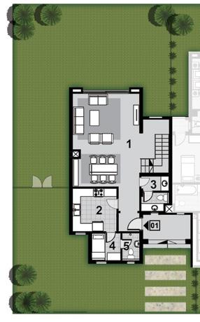 Duplex 1-4 Ground Floor Plan Area: 107m 2 Duplex 1-4 First Floor Plan Area: 109m 2 1-Reception: 2-Kitchen: 3-Bathroom: 4-Maid s Room: 5-Maid s Room Bathroom: 5.04 * 7.02 m 3.32 * 3.24 m 2.09 * 2.