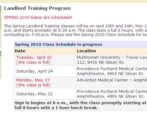 Portland s Landlord Training Program Partnership: City, Police, Development Services Free 8-hour session Topics: