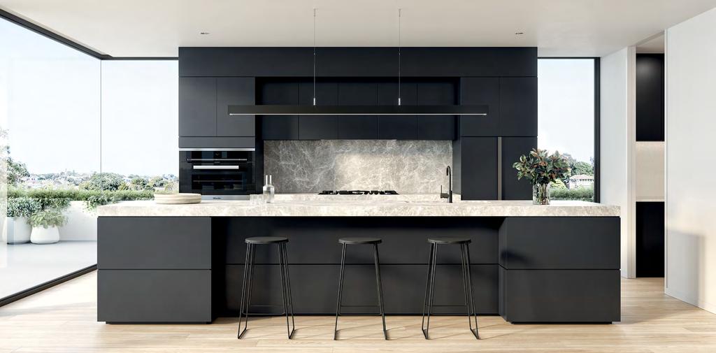 S U P E R B C R A F T M A N S H I P & E L E G A N T F U N C T I O N A L I T Y Ewert Leaf s strong contemporary aesthetic and clean-line finish is on show in the kitchen area.