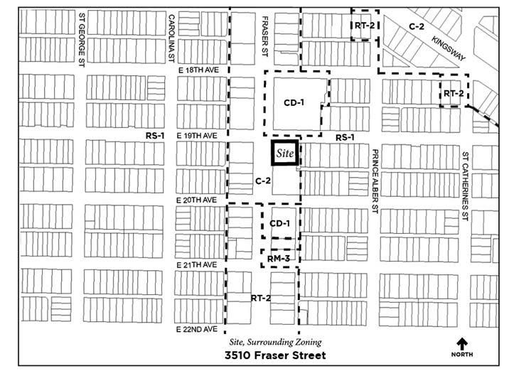CD-1 Rezoning : 3510 Fraser Street RTS 12531 4 Figure 1: Location Map- Site and Context 2.