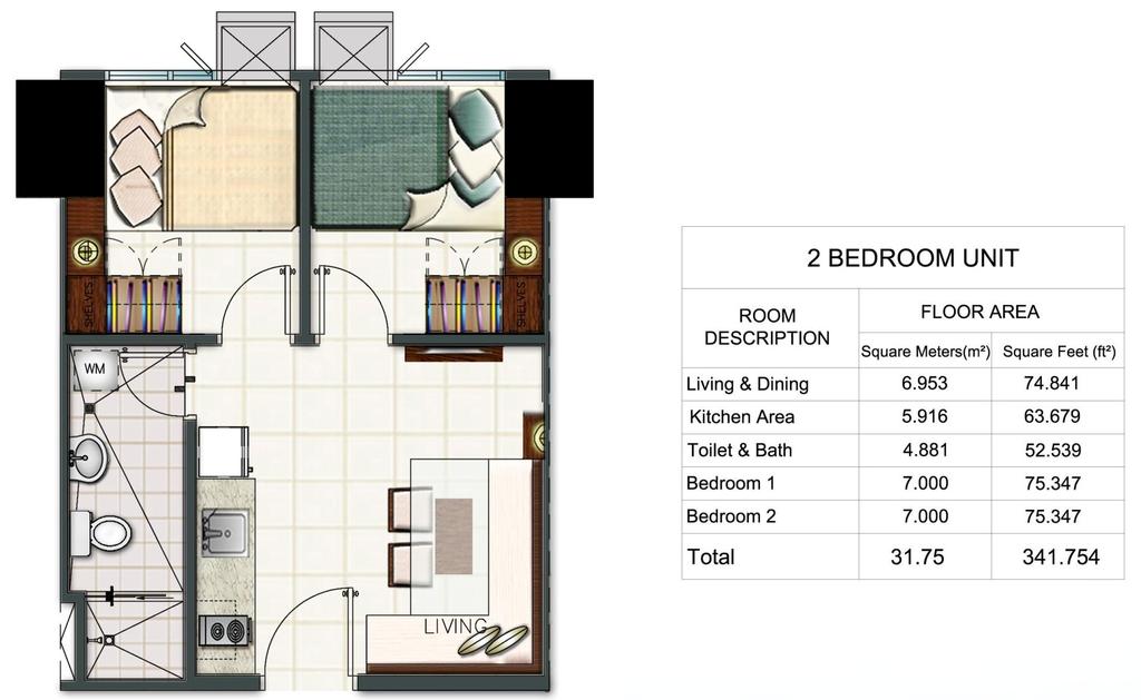 2-Bedroom Approximately 32