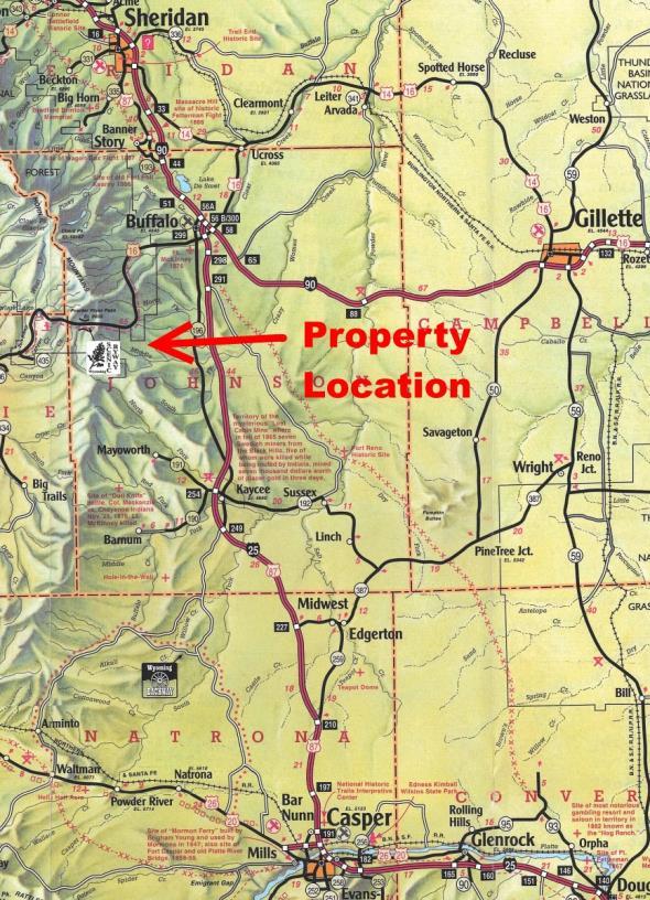 Location These two 10-acre mountain recreation parcels are located adjacent to the Billy Creek Road in the Big Horn Mountains, approximately 37 miles southwest of Buffalo, Wyoming.