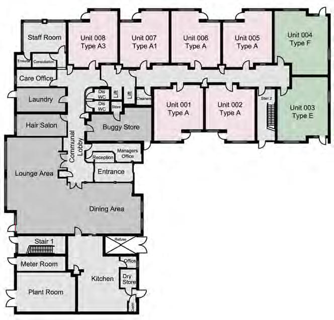 Floor Plans: GROUND Key applies to all floors: Staff/Communal Areas Key Facilities:
