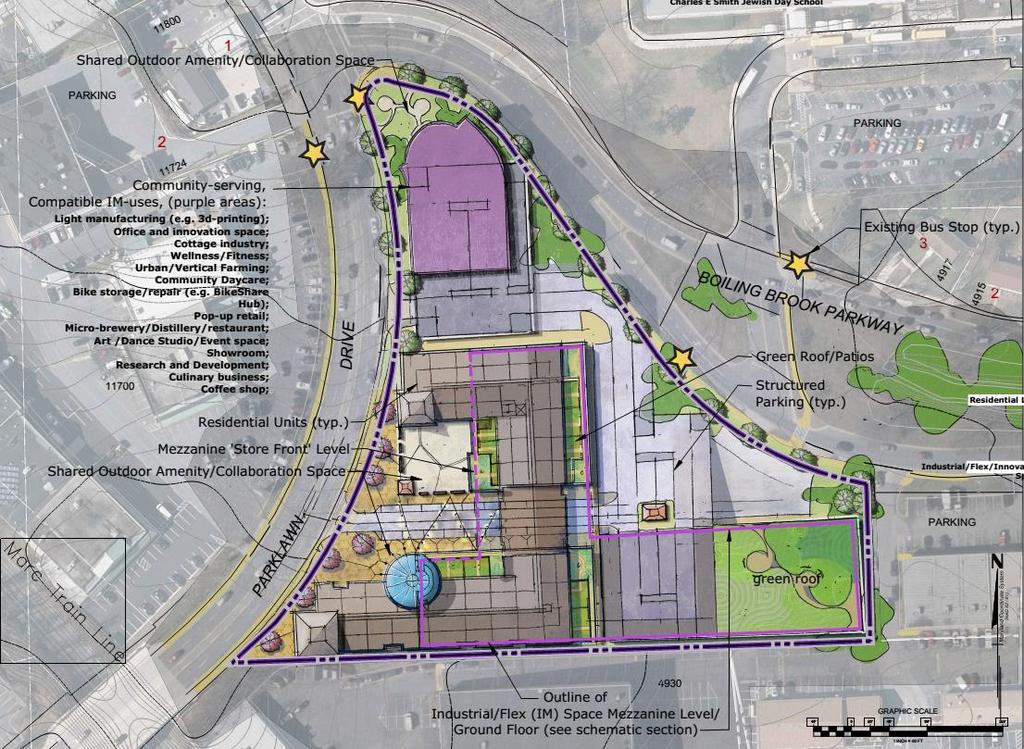 Draft Plan Recommendations District: Parklawn South Property: Pickford Enterprises Land Area: 4.88 acres Existing FAR: 0.65 Revised proposal IL zone at 1.