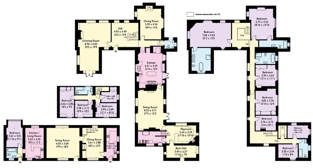 Reception Bedroom Bathroom Approximate Gross Internal Floor Area Main House = 442.9 sq m / 4767 sq ft (Excluding Void) Cottage = 177.