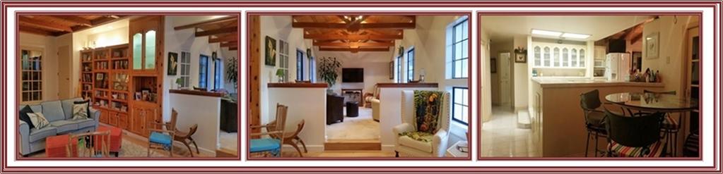 The Formal living room has beautiful newer hand scraped hickory flooring, fireplace, wet bar, 3 built-in bookcases, and single
