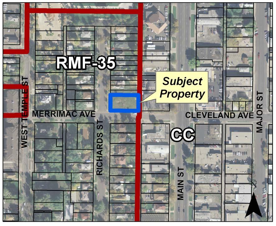 VICINITY MAP Background Project Description The petitioner is proposing to build five single family attached housing units. The site is presently zoned RMF- 35.