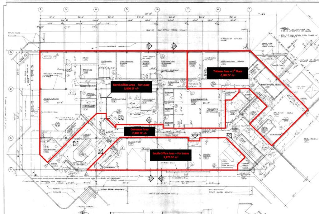 Floor Plan Note: Actual Premise Dimensions and Size will be Verified Tribune Area Not Available North Office Area For Lease