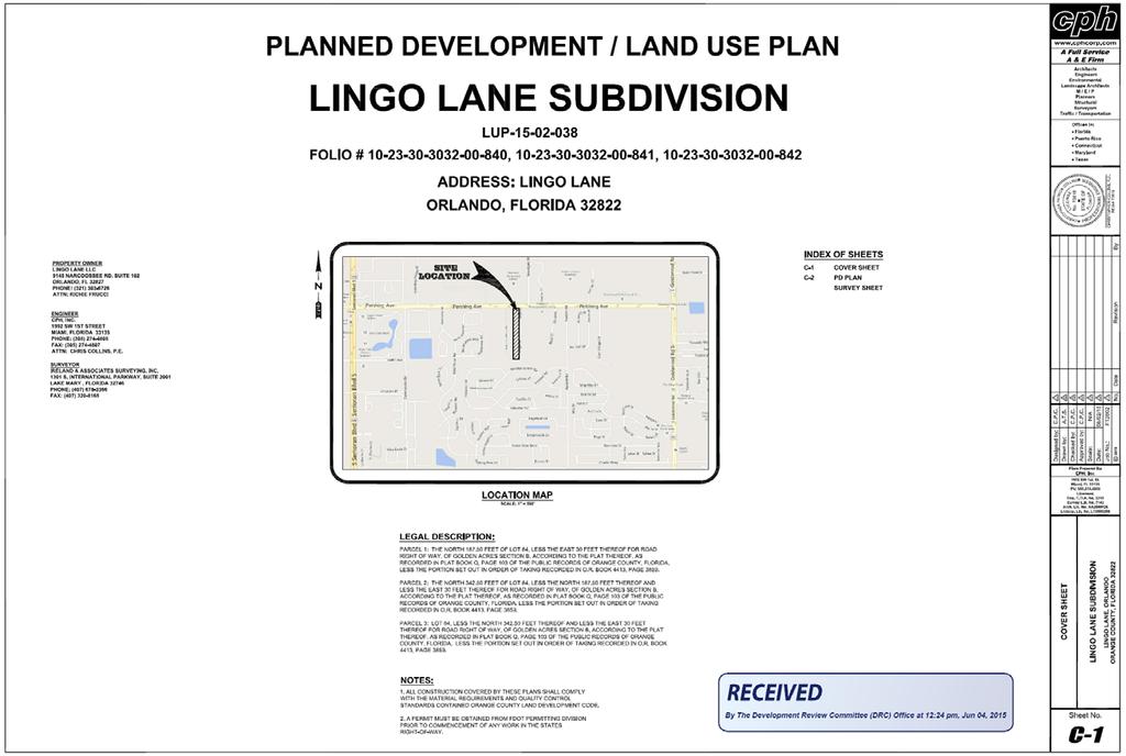 Lingo Lane PD / LUP (Cover Sheet) Rezoning