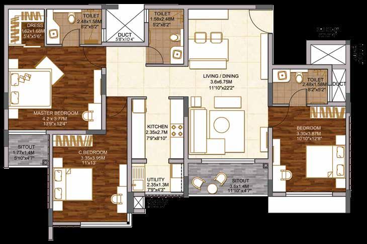 TYPICAL UNIT PLAN 3-Bedroom Unit (Type 21A) TYPICAL UNIT PLAN 3-Bedroom Unit (Type 24A) CARPET AREA BALCONY CARPET AREA CARPET AREA BALCONY CARPET AREA 157.47 Sq.m. / 1695 Sq.ft. 103.93 Sq.m. / 1119 Sq.