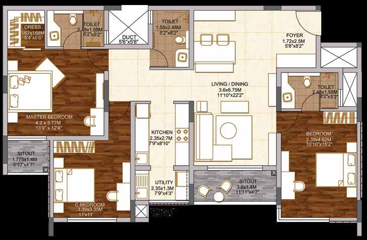 TYPICAL UNIT PLAN 3-Bedroom Unit (Type 26A) TYPICAL UNIT PLAN 3-Bedroom Unit (Type 27A) CARPET AREA BALCONY CARPET AREA CARPET AREA BALCONY CARPET AREA 163.73 Sq.m. / 1762 Sq.ft. 108.58 Sq.m. / 1169 Sq.
