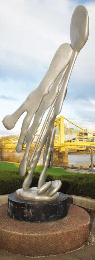 77 THE FORKS 1984 ISAAC WITKIN Aluminum Allegheny Landing, between the Roberto Clemente and Andy Warhol Bridges This cast-aluminum sculpture references the confluence of Pittsburgh s three rivers: