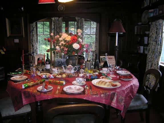 (Above and below) Christmas dinner table at Ngaio Marsh House, December 2005 Her bedroom is arranged to create the illusion that