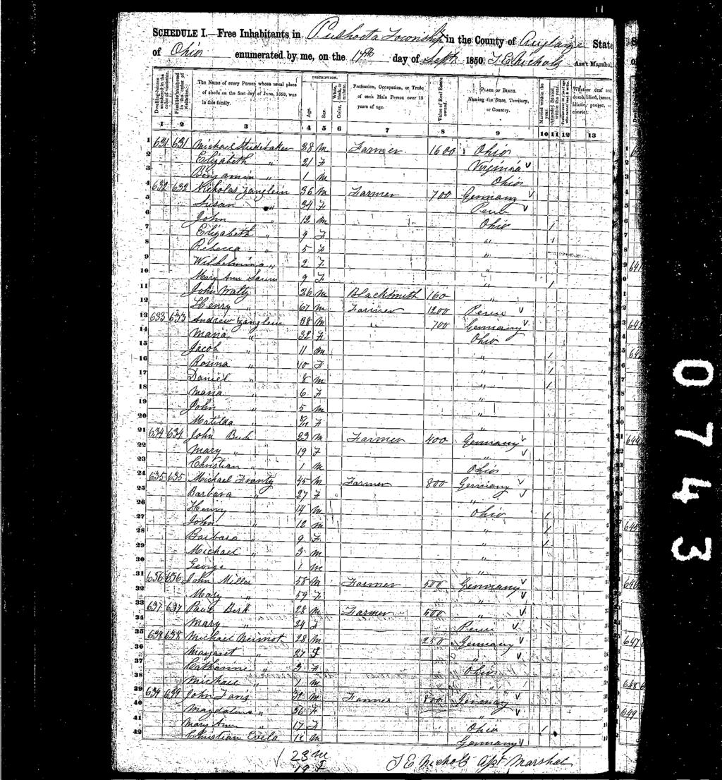 He was the fourth of nine known children born to George SCHEMMEL and Gertrude (SCHLOTTER) SCHEMMEL. George Adam SCHEMMEL married Barbara FRANZ (or FRANTZ) on February 1, 1860 in Auglaize County.