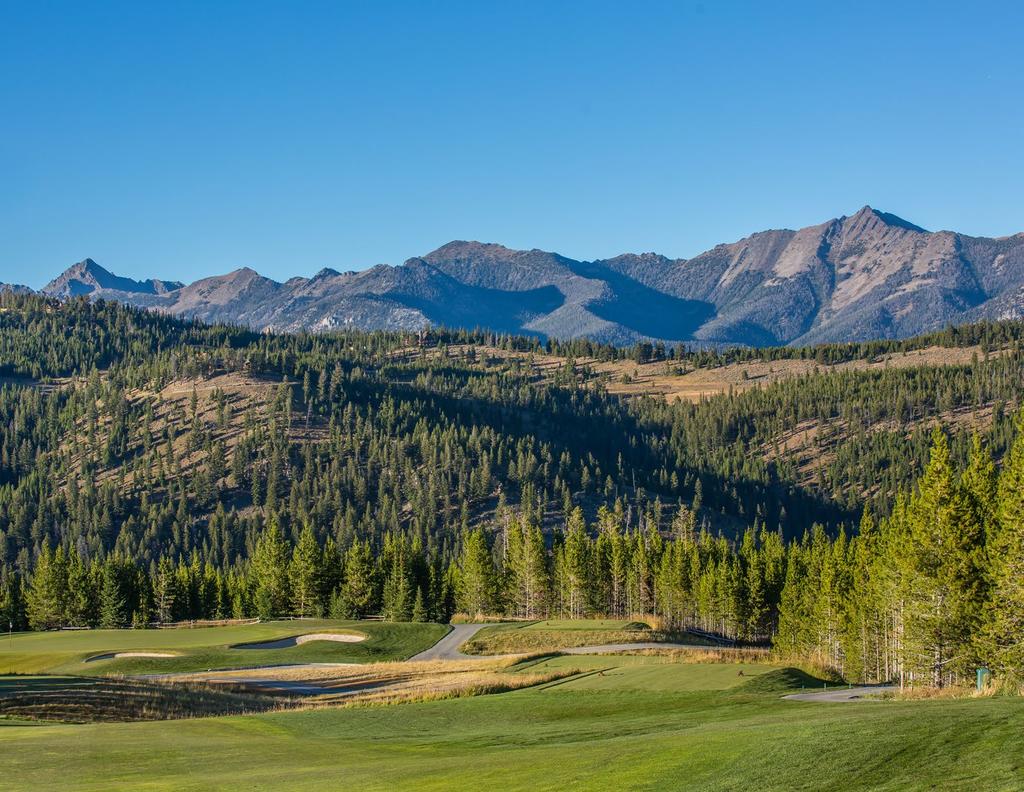 ALPIN GRNS 734 16 JACKRAIL LAN Western-facing Alpine Greens 734, perched next to Hole 9 on Yellowstone Club s Tom Weiskopf-designed golf course, sets the backdrop for a mountain home continually