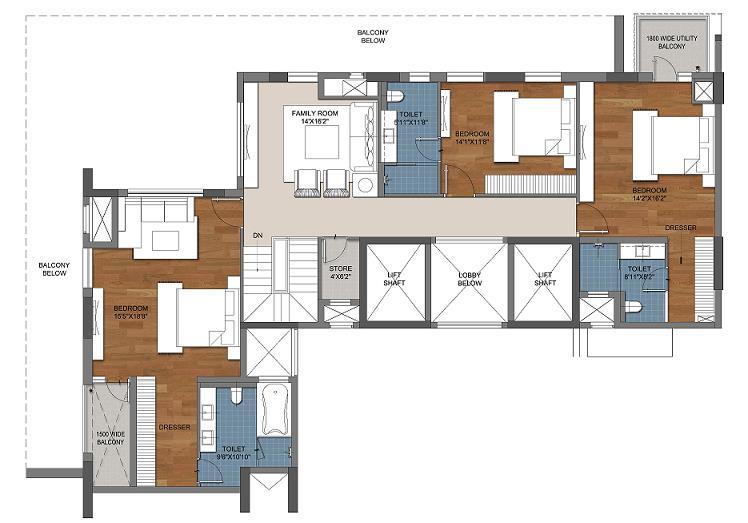 Penthouse -1 Upper level All layouts and material