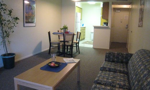 Central air conditioners are provided. Each apartment has a living room, a full bathroom, and a private balcony.