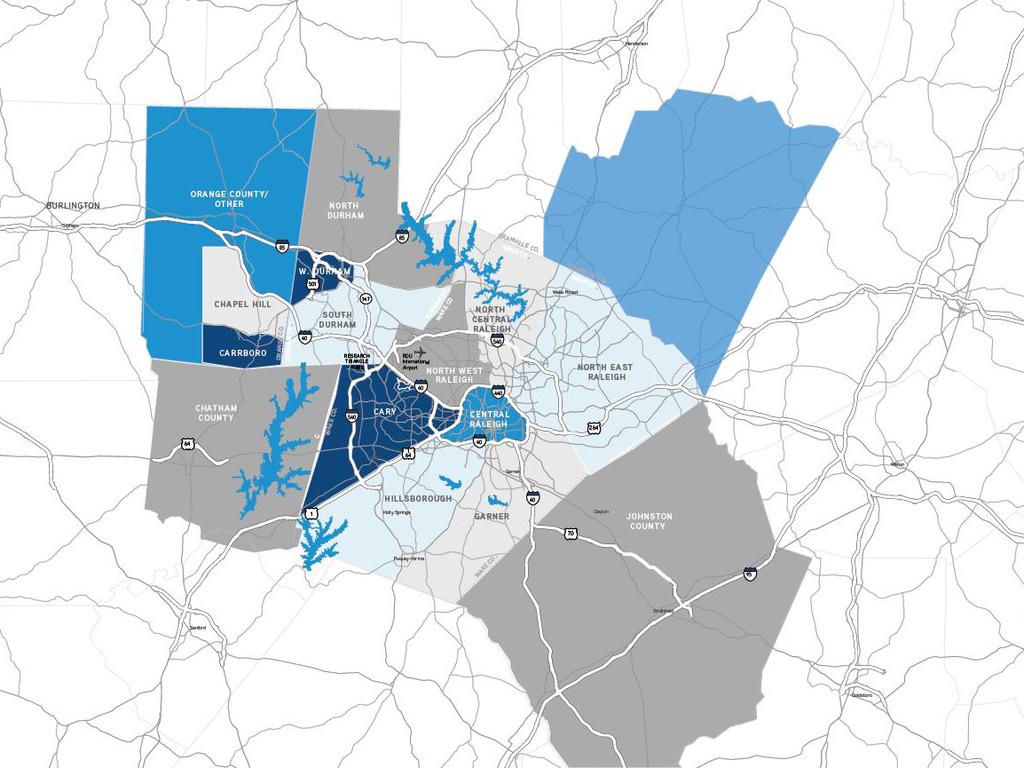 TRIANGLE SUBMARKET MAP SOURCES/METHODOLOGY METHODOLOGY The RaleighDurham Multifamily reports calculate apartment statistics using AXIOmetrics database of existing and under construction properties at