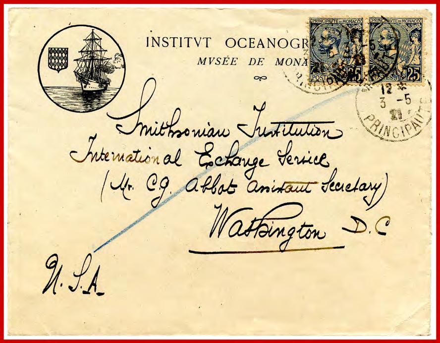 Official Institute Mail International Surface Letter Monaco to the