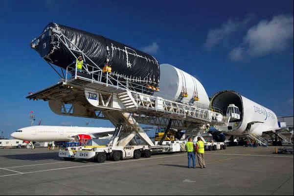 Loading and moving Airbus parts are made, moved, and