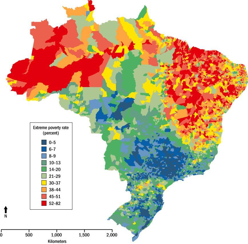 2D Brazil: Lagging areas have high poverty rates and many of the poor Brazil: Poverty rates are high in