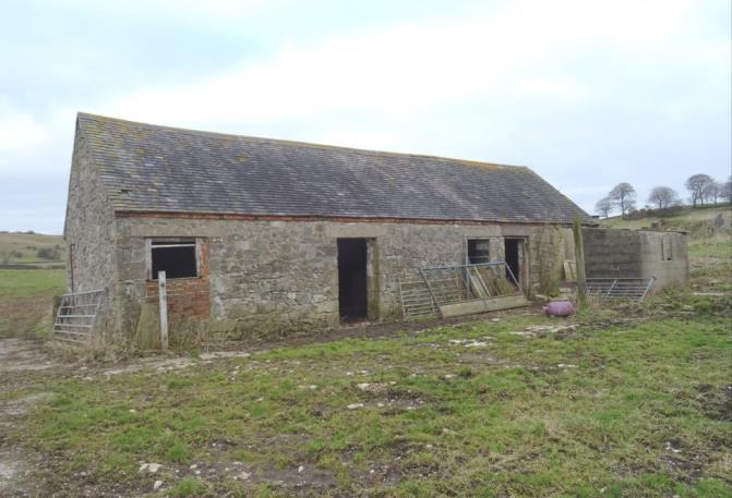 Farm Buildings Stone and Tile Shippon - 13.45m x 4.17m Roof has been replaced in the past with under-felting; stone flag floor. Pole and Sheeted Building - 20.16m x 23.