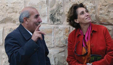 Suad Amiry (r) with former Riwaq director Nazmi Ju beh.