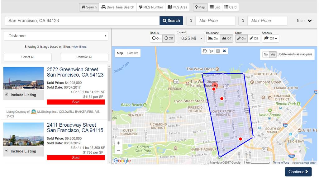 Working with the Search Screen 1 2 Search Enter location. This can be a city, state, neighborhood or ZIP code. Drive-time Search INRIX Drive Time TM calculates commute time.