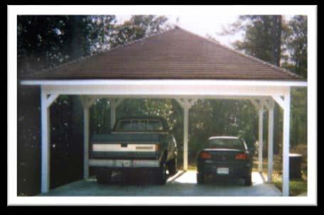 Carport A roofed accessory structure providing space for the parking of motor vehicles and enclosed on not more than two sides.