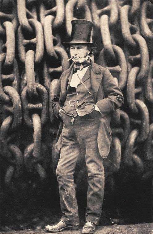 Isambard Kingdom Brunel, 1806-1859 chief engineer of the Great Western Railways (tunnels, bridges), gauge of 2,14 m - Paddington Station, London