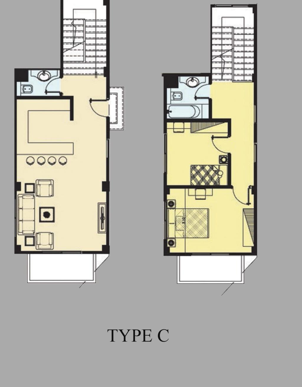 Type C Two bed room apartment Unit Size: 190 sqm Duplex Price Starts at