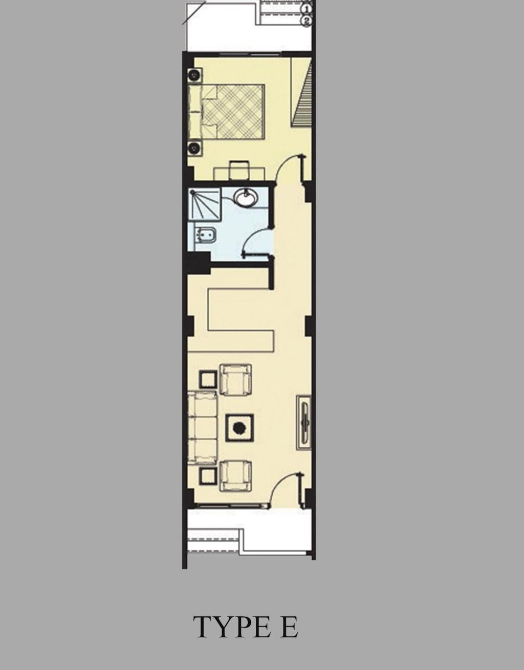 Type E One bed room apartment Unit Size: 70 sqm Price Starts at 840,000 EGP