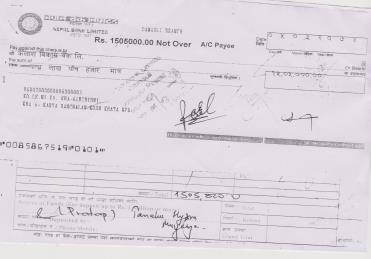 RECEIPT FROM THIS OFFICE IN UPPER SETI HYDROPOWER PROJECT FOR THE CONSTRUCTION OF ACCESS ROAD, CAMP SITE, OR BRIDGE WHICH NEED ACQUISITION OF LAND INSTEAD OF THAT WE RECEIVED TOTAL AMOUNT OF LISTED