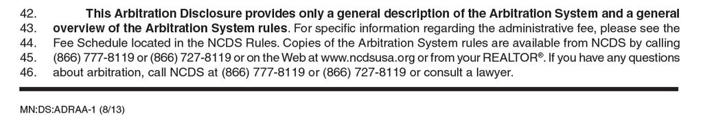 A. Disclosure Statement: Arbitration Disclosure