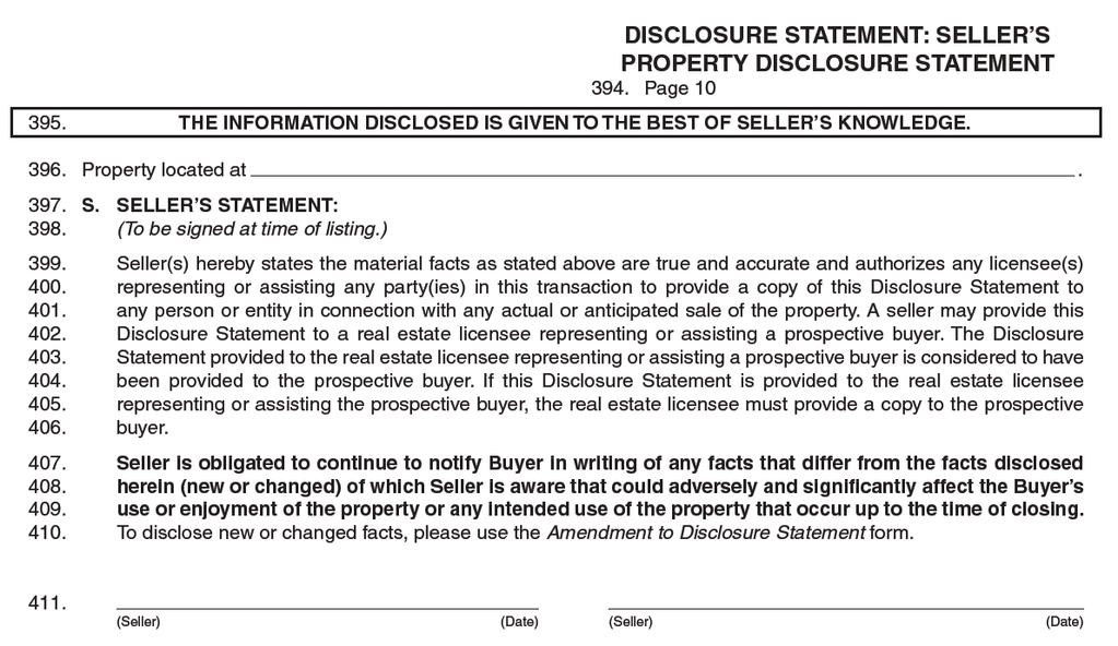 Seller s Property Disclosure Statement 234