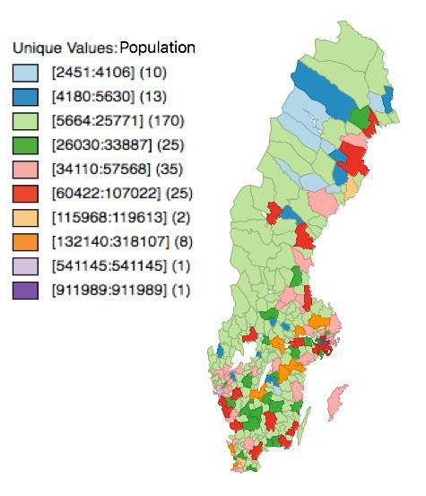 2.2 Map, population Map showing the population size in