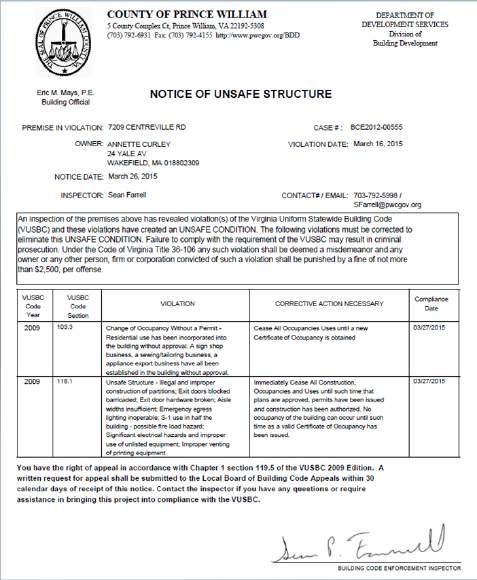 nsafe / Unfit Notice The Unsafe/Unfit Notice shall be issued and served In writing To responsible party