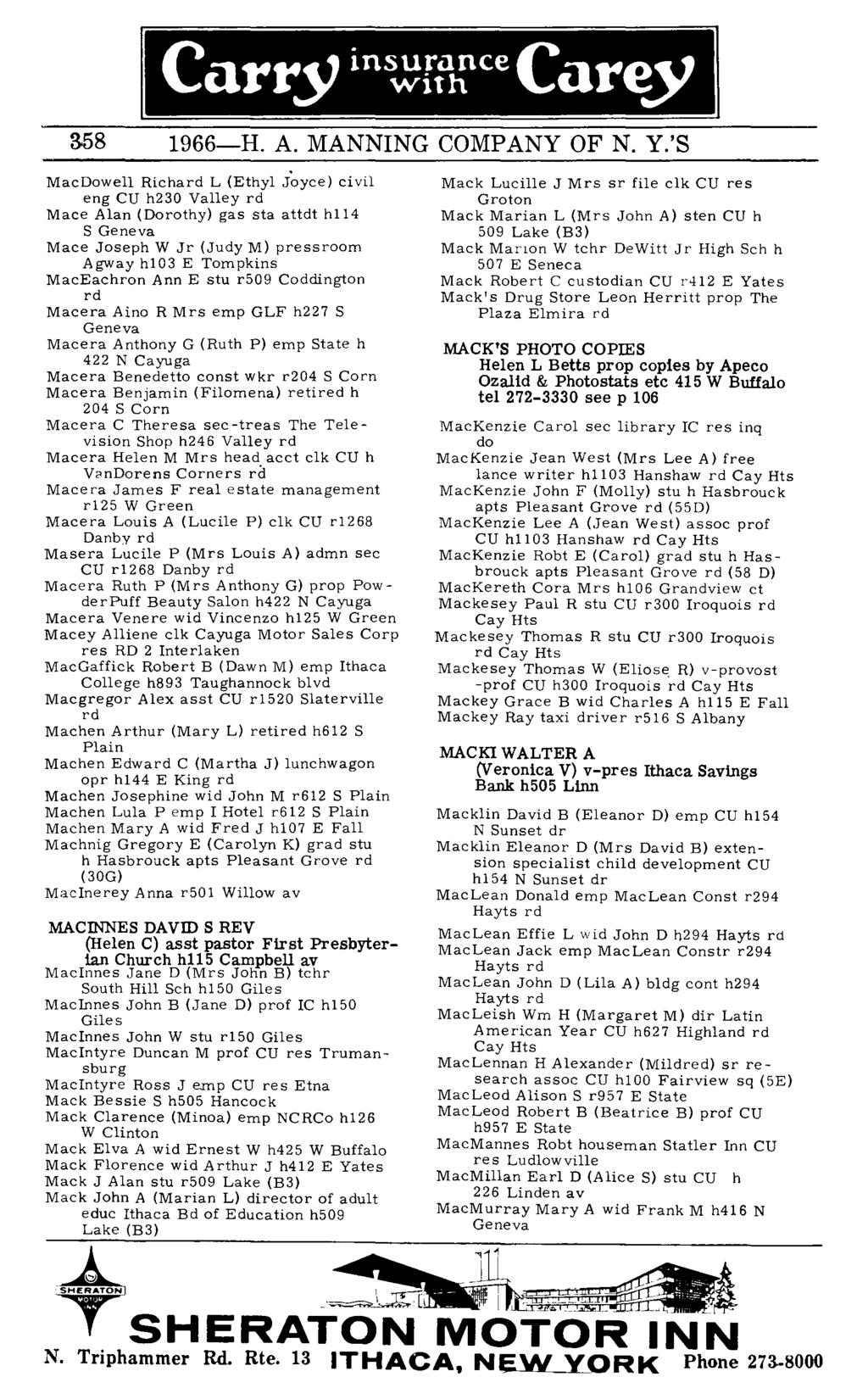 Carr.)' in~m~cecar~ 358 1966-H. A. MANNING COMPANY OF N. Y.