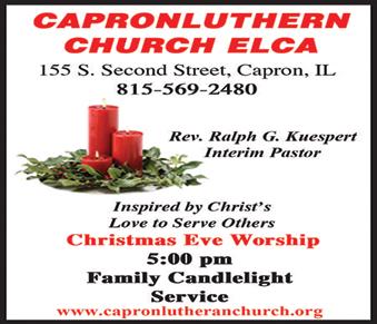 Main St, Belvidere, IL Christmas Eve Service is at 5:00 pm ~ Rev.