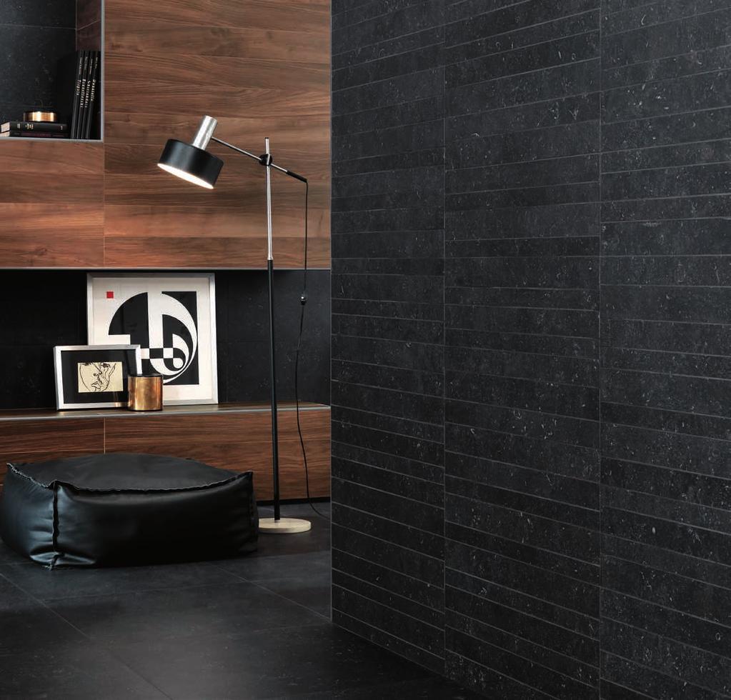Seastone Greige 30x60 Seastone Black 60x60-30x60 L intensité et les nuances du noir exaltent la profondeur visuelle du graphisme à l effet