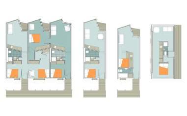 The small single family homes where mostly build on very small plots, even on parking spots.