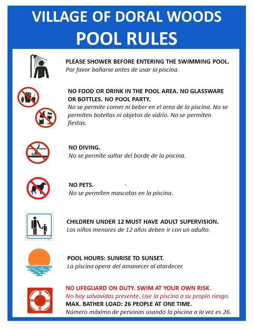 APPENDIX B Use of the community swimming pool is for RESIDENTS ONLY.