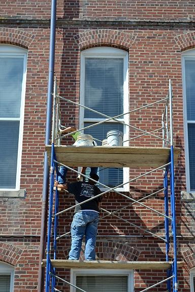 Sep 27 Masons to finish tuck pointing around former