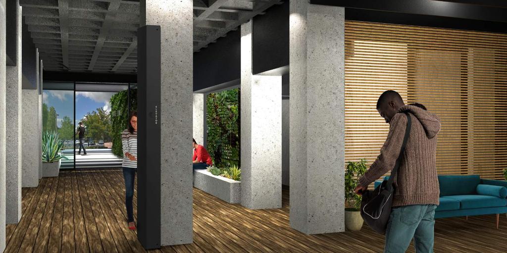 COMING SOON RE-IMAGINED FRONT LOBBY WITH EXPOSED CONCRETE WAFFLE CEILING, CLEAR