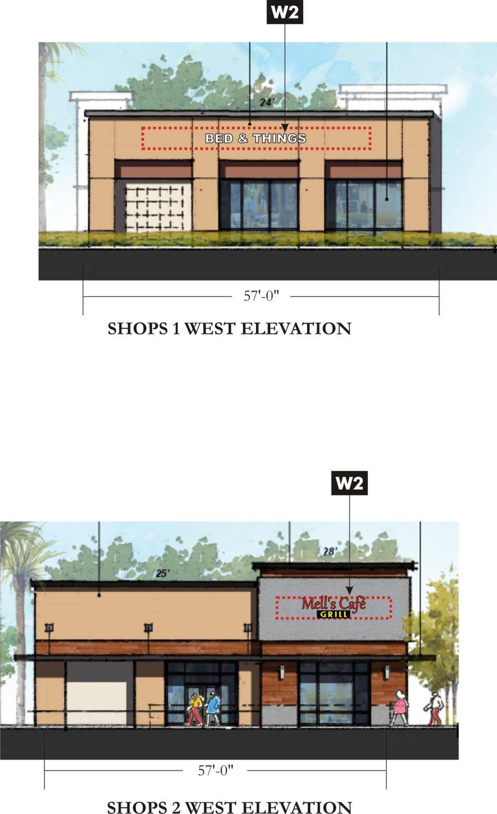 1/16"=1'-0" WEST BUILDING ELEVATIONS IN-LINE TENANT WALL