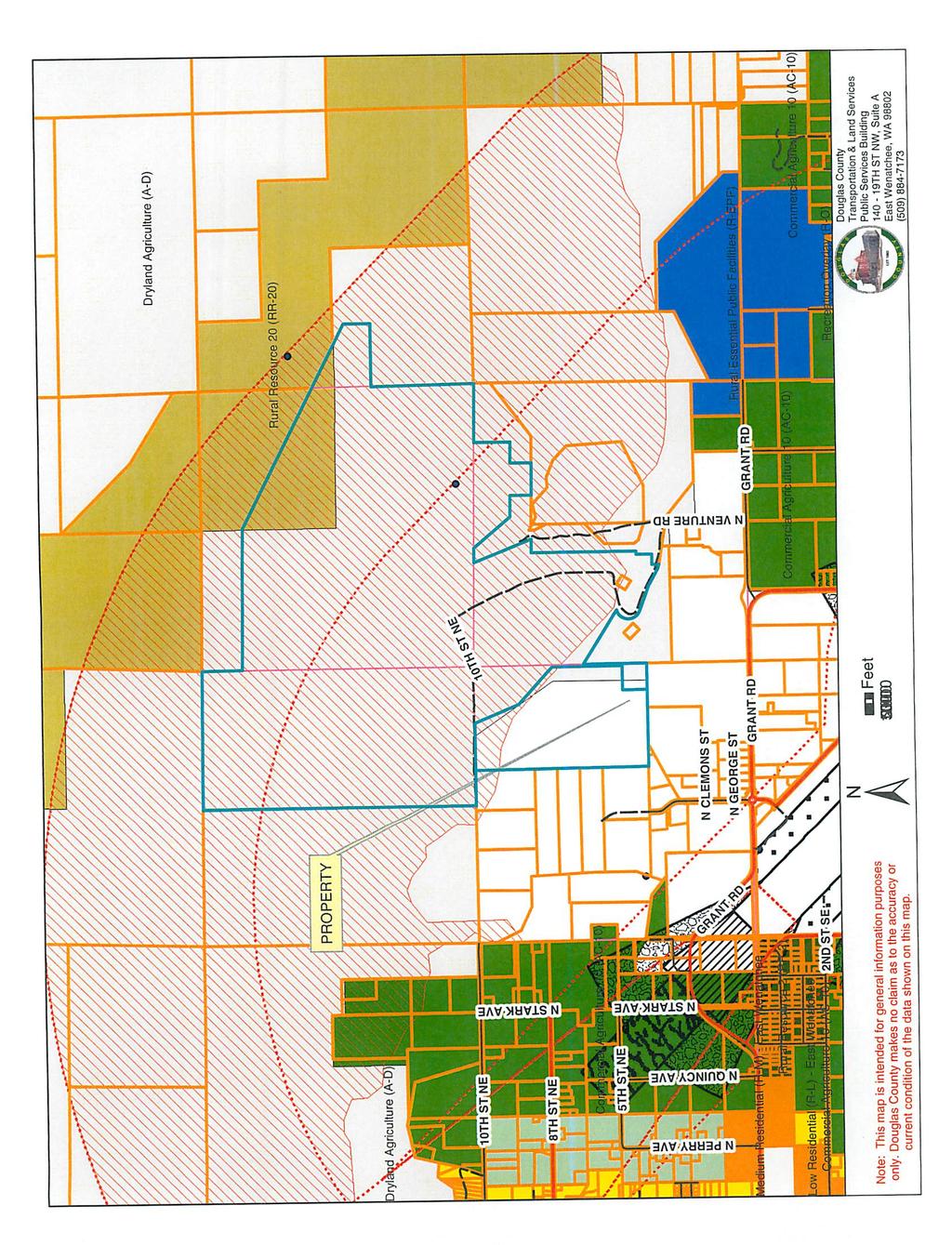 rr7z^////m PROPERTY DrylandAgriculture(A- 10TH STNE 8TH ST NE sth'st.ne iiib ffls Residential Commawt imhei Note; This map is intended for general information purposes only.